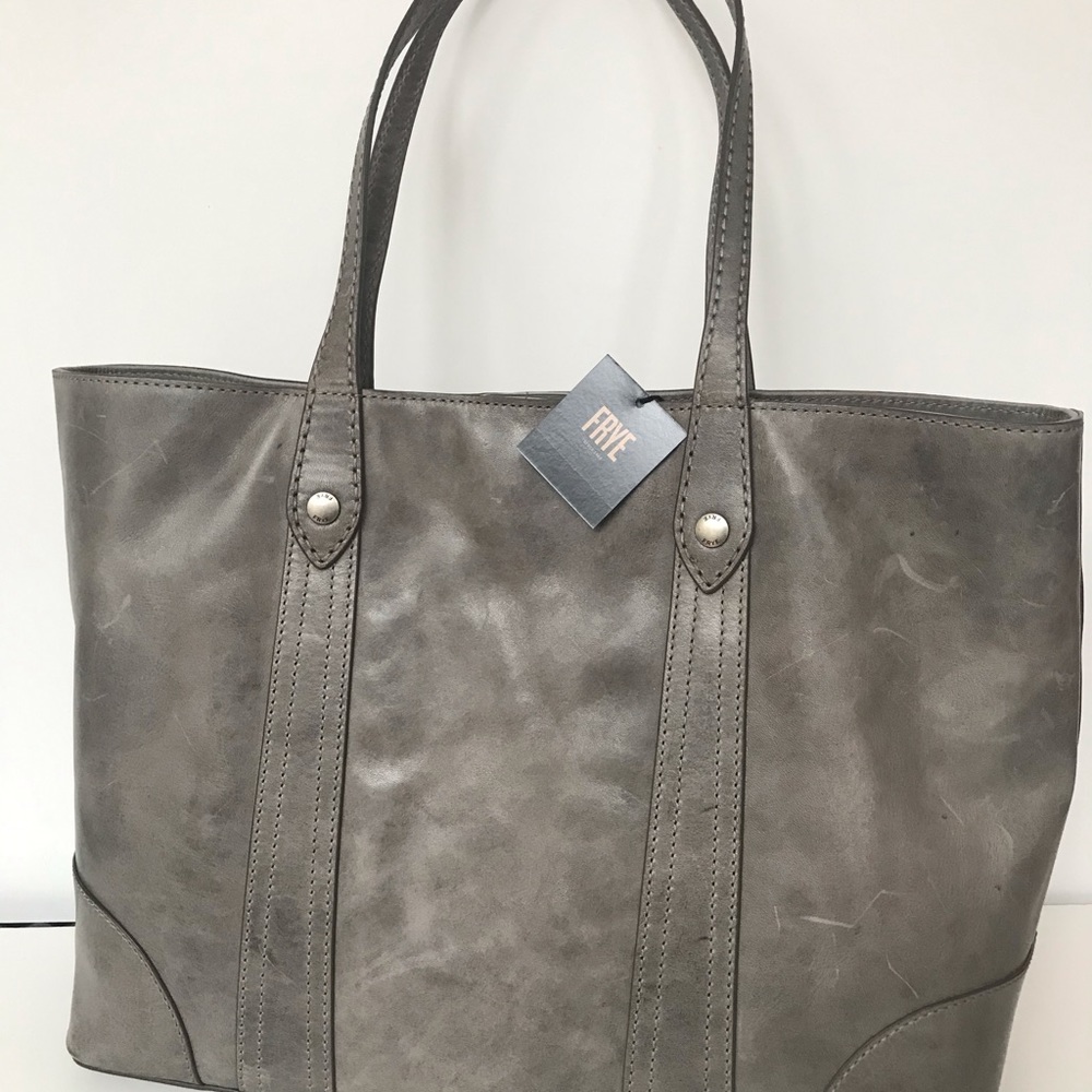 Frye Large Gray Leather Shopper Purse